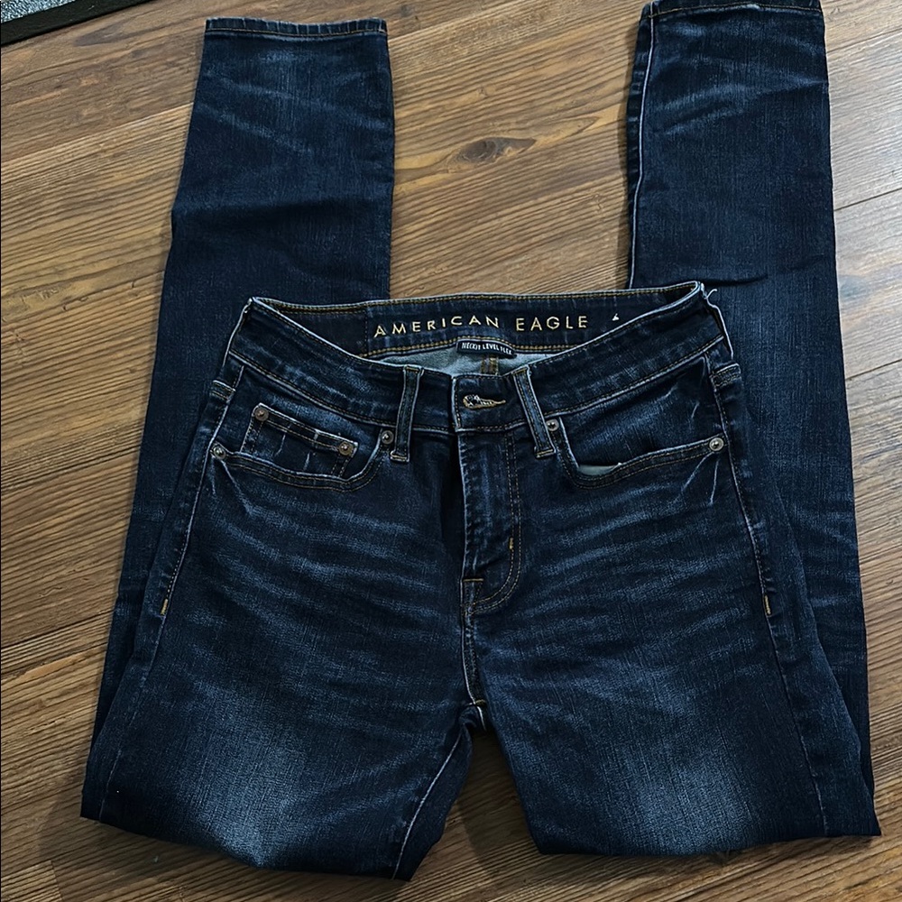 Men’s American Eagle Outfitters Blue Skinny Jeans with Faded Detailing